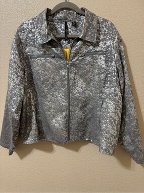 Skye’s The Limit Silver metallic  Snakeskin Moto Jacket 16W Plus